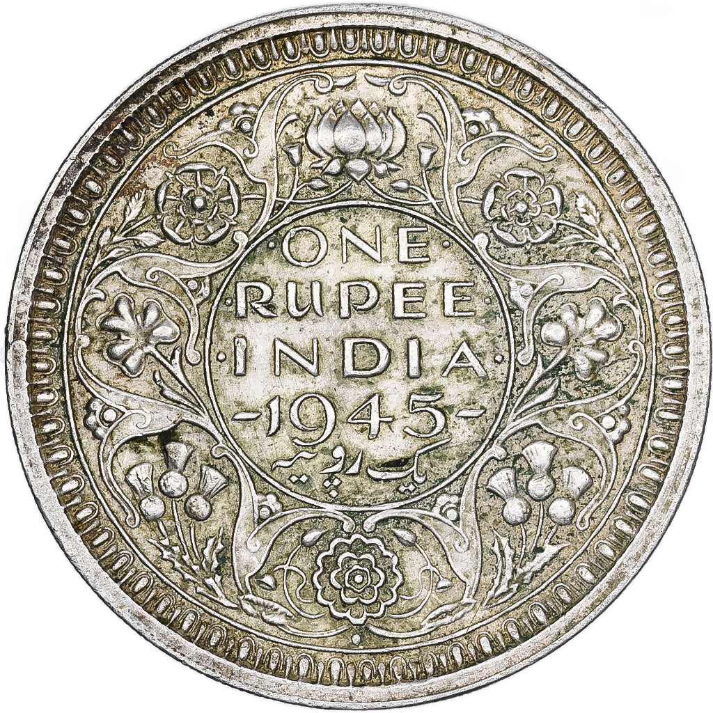 Índia-Britânica, George VI, Rupee, 1945, Prata, EF(40-45), KM:557.1