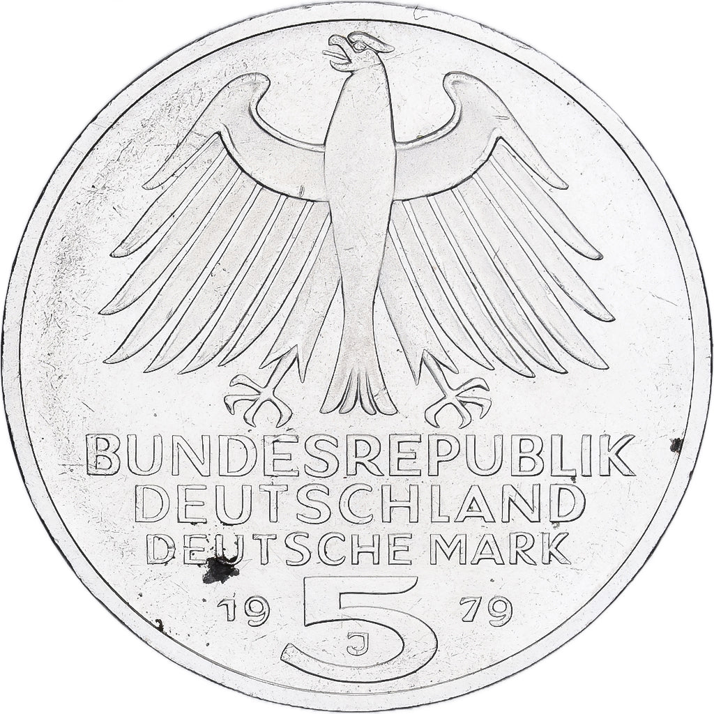Federal Republic of Germany, 5 Mark, 1979, Hamburg, Silver, AU(50-53), KM:150