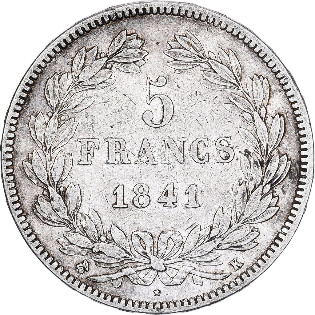 Coin, France, Louis-Philippe, 5 Francs, 1841, Bordeaux, EF(40-45), Silver