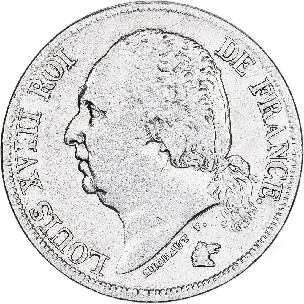 Moneda, Francia, Louis XVIII, Louis XVIII, 2 Francs, 1824, Paris, BC+, Plata