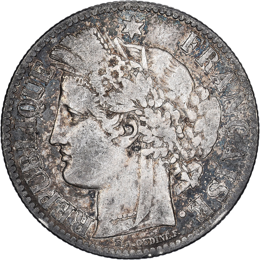 Moneda, Francia, Cérès, 2 Francs, 1887, Paris, BC+, Plata, KM:817.1