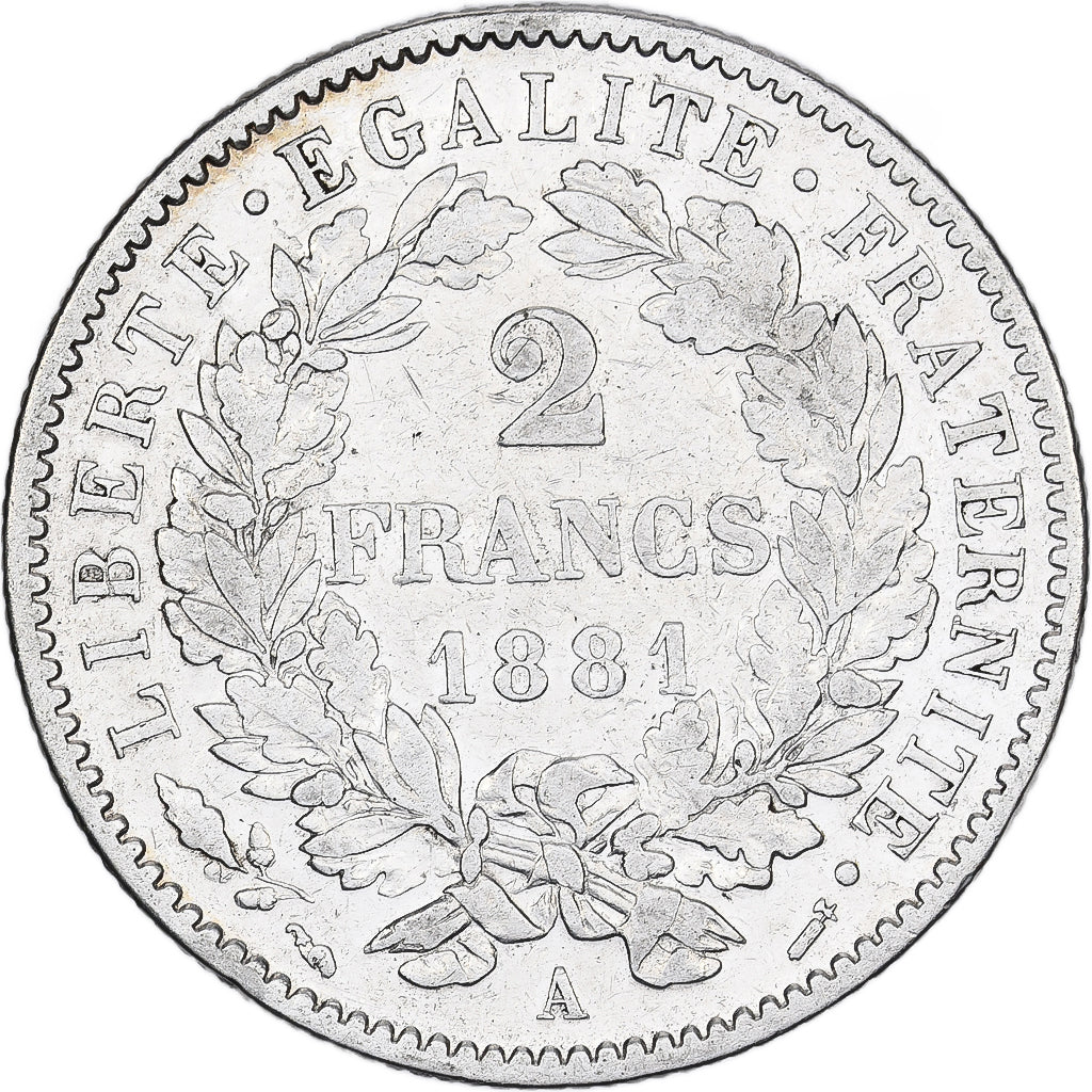 Francia, Cérès, 2 Francs, 1881, Paris, MB+, Argento, KM:817.1, Gadoury:530a