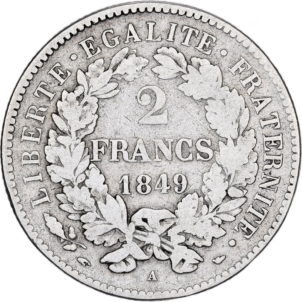 Francia, 2 Francs, Cérès, 1849, Paris, Argento, MB, Gadoury:522, KM:760.1