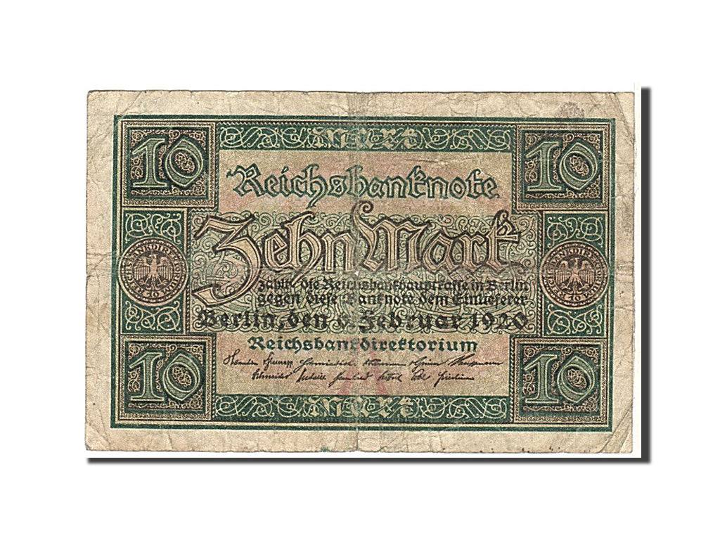 Billete, 10 Mark, 1920, Alemania, KM:67a, RC