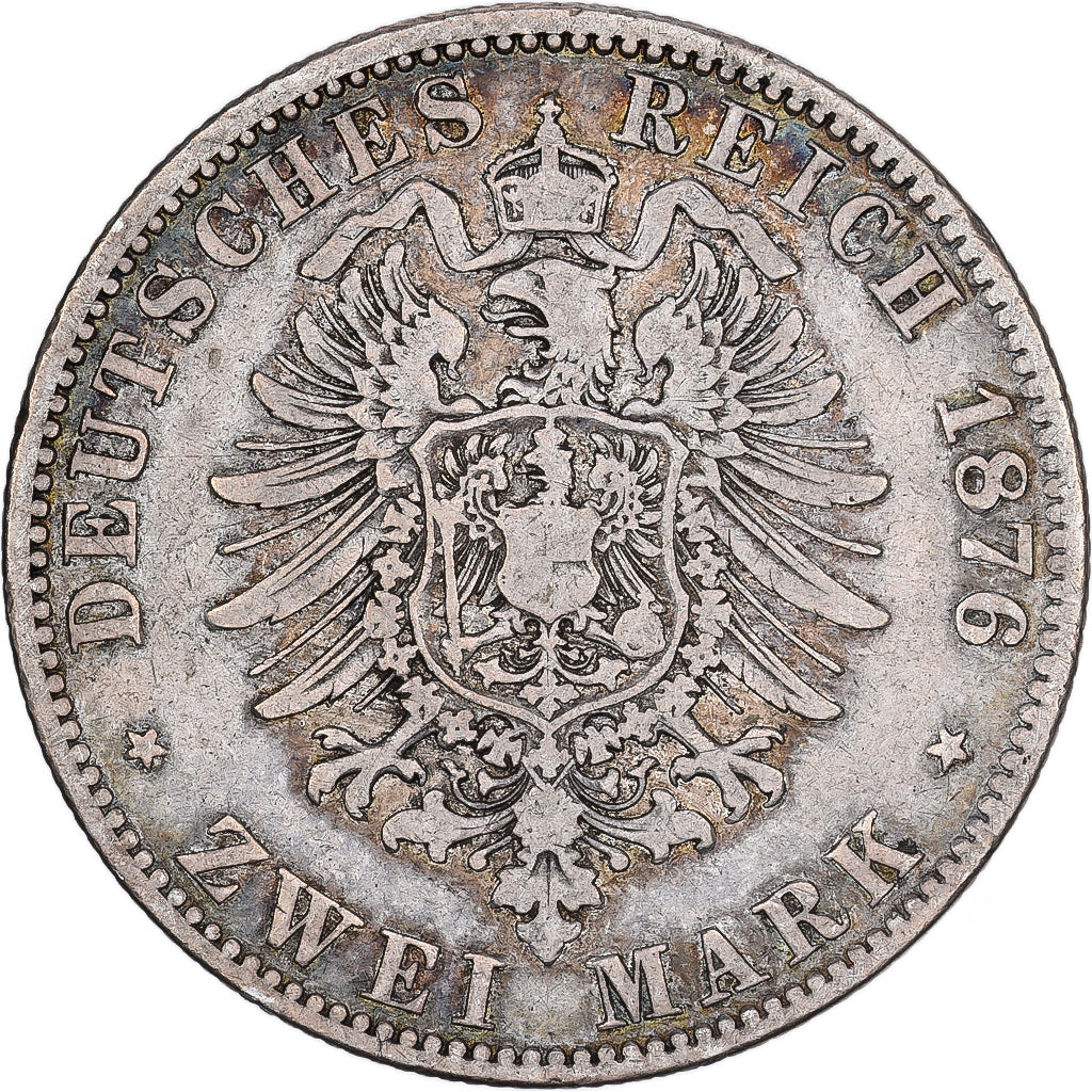 Stati tedeschi, PRUSSIA, Wilhelm I, 2 Mark, 1876, Berlin, Argento, MB, KM:506