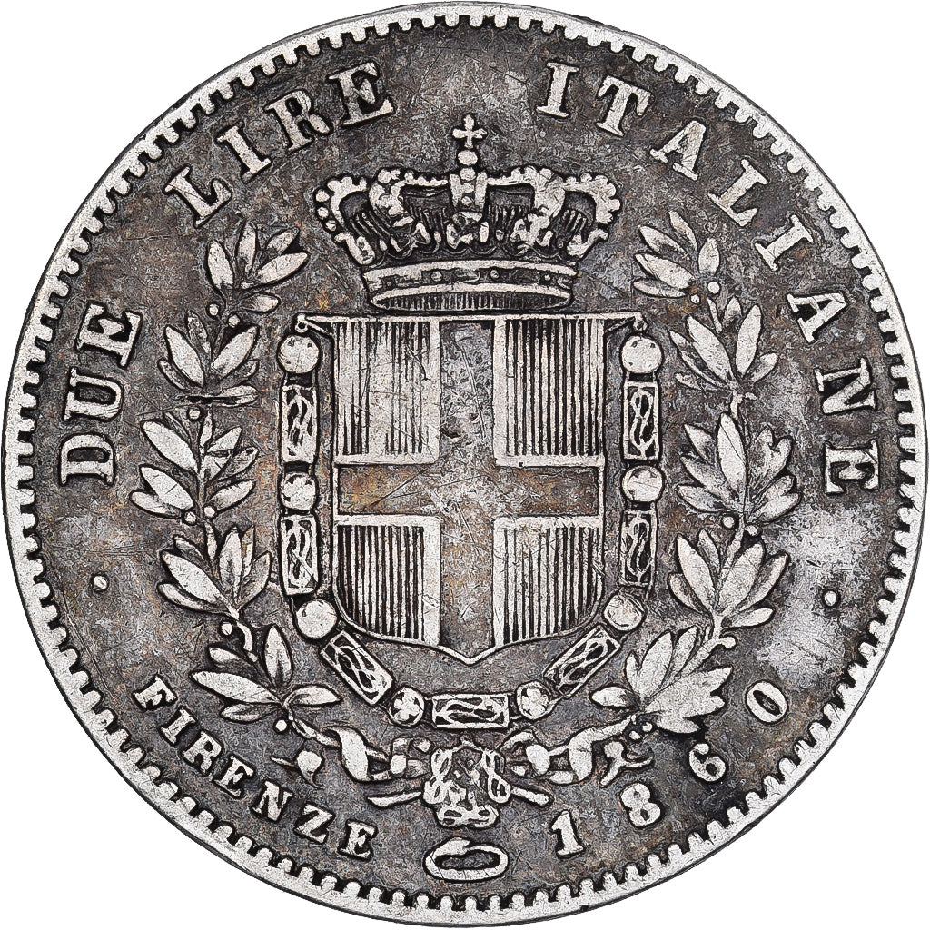 Italia, Vittorio Emanuele II, 2 Lire, 1860, Florence, Argento, MB+, KM:12