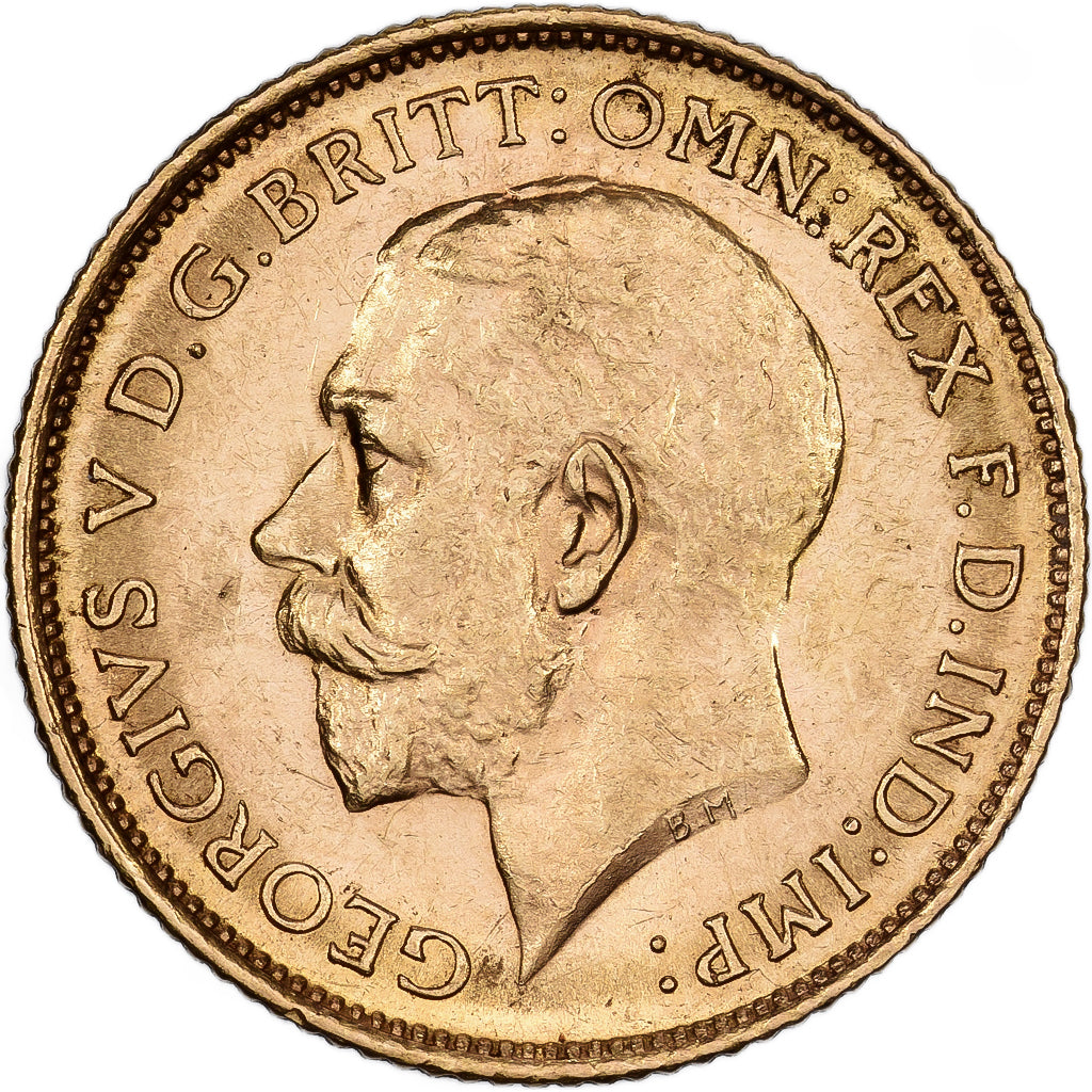 Australia, George V, 1/2 Sovereign, 1915, British Royal Mint, Gold, AU(55-58)