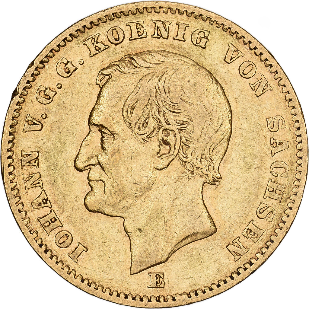 Duitse staten, SAXONY-ALBERTINE, Johann, 20 Mark, 1872, Muldenhütten, Goud, ZF