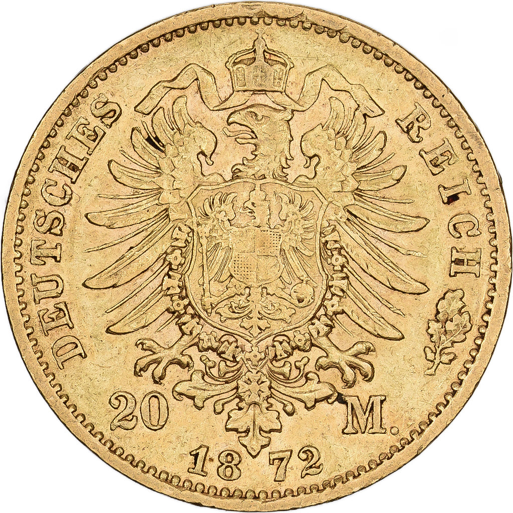 Duitse staten, SAXONY-ALBERTINE, Johann, 20 Mark, 1872, Muldenhütten, Goud, ZF