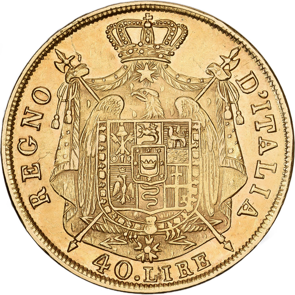 STATI ITALIANI, KINGDOM OF NAPOLEON, 40 Lire, Napoléon I, 1814, Milan, Oro