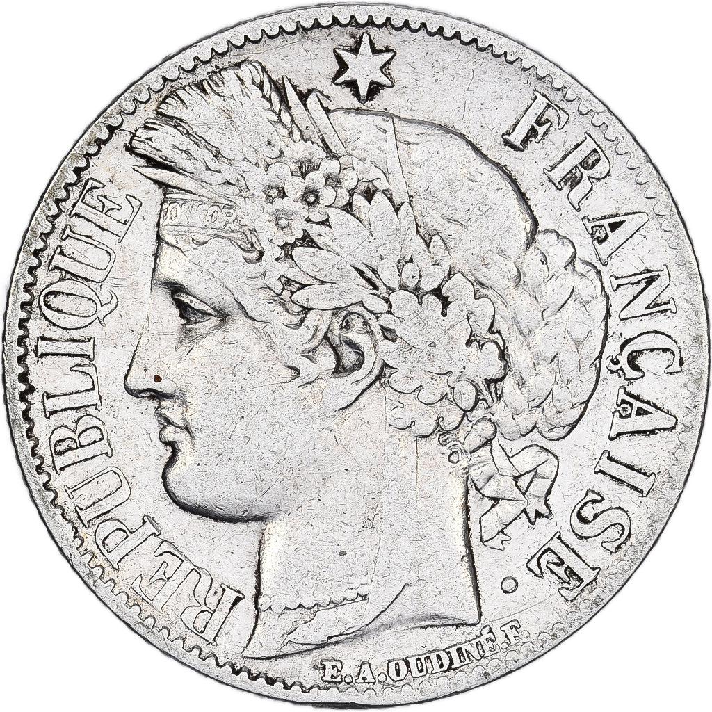 FRANCE, Cérès, Franc, 1851, Paris, KM #759.1, VF(20-25), Silver, Gadoury #457, 4
