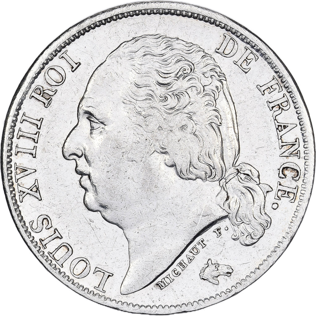 Francia, Louis XVIII, Franc, Louis XVIII, 1823, Paris, Argento, BB, Gadoury:449