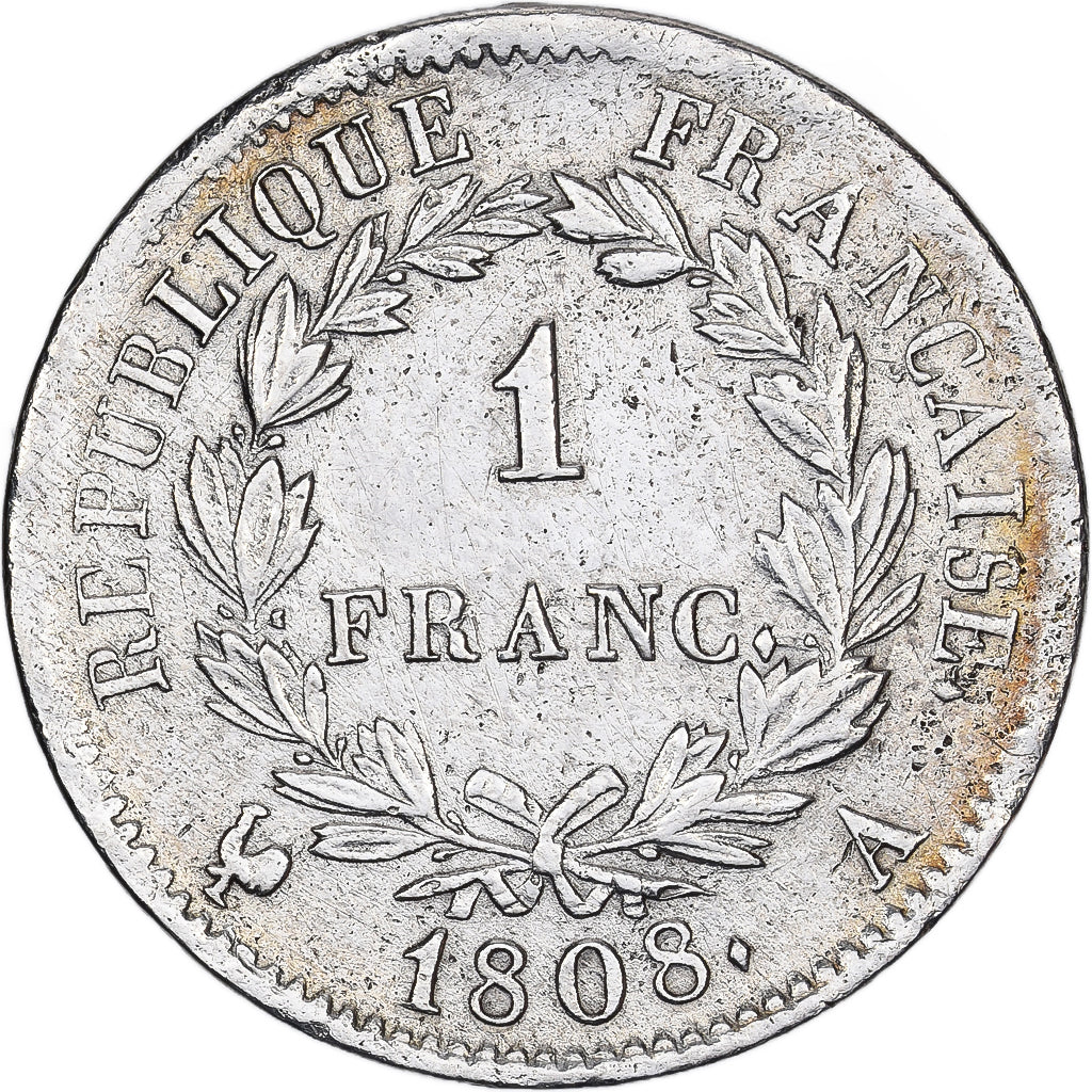 Francia, Napoléon I, Franc, 1808, Paris, MB, Argento, KM:682.1, Gadoury:446