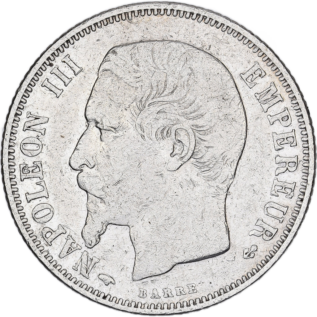 Francia, Napoleon III, Napoléon III, Franc, 1859, Paris, MB+, Argento, KM:77...