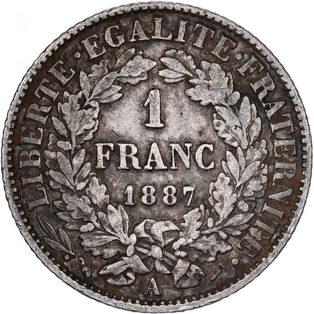 Munten, Frankrijk, Cérès, Franc, 1887, Paris, ZF, Zilver, KM:822.1