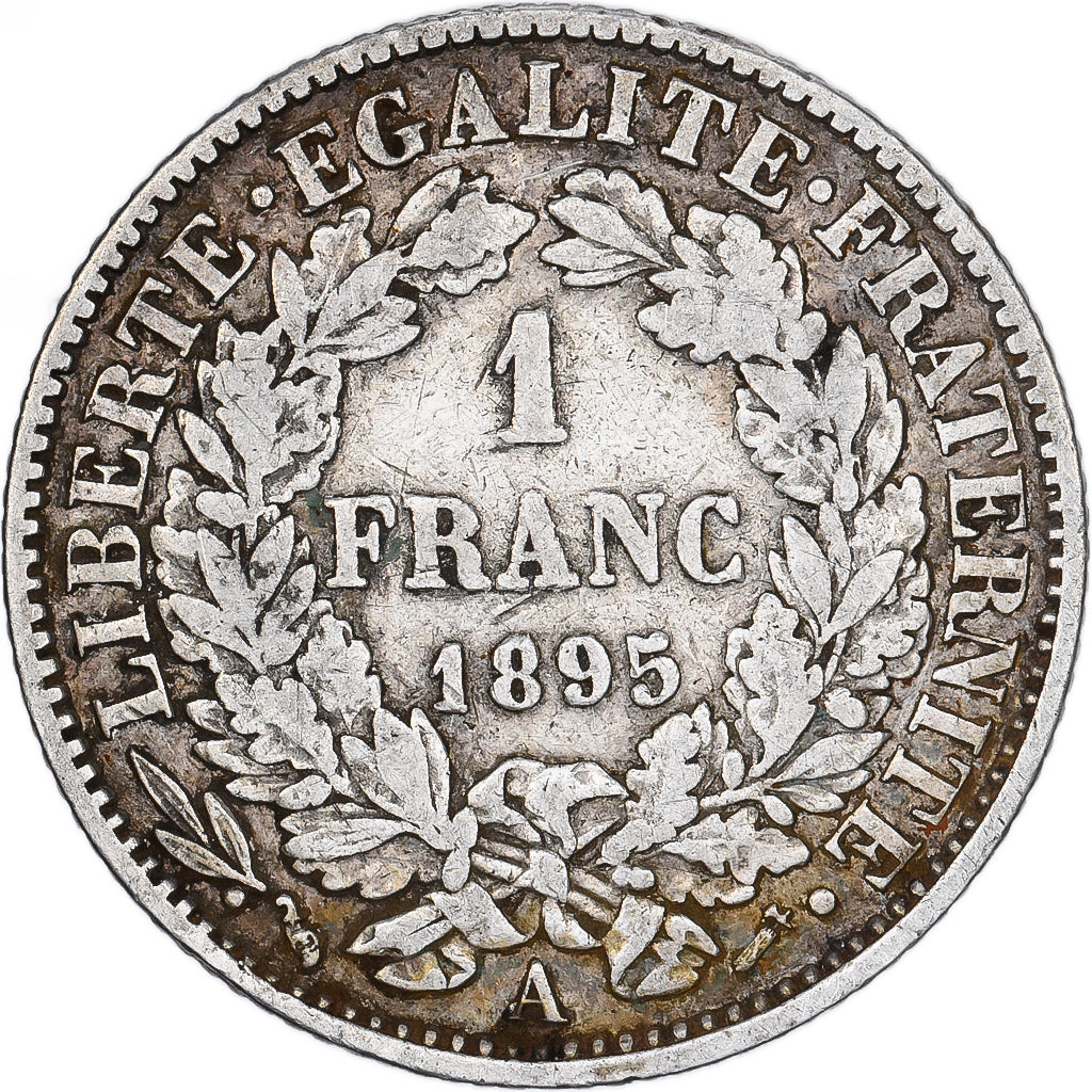 France, Cérès, Franc, 1895, Paris, VF(30-35), Silver, KM:822.1, Gadoury:465a