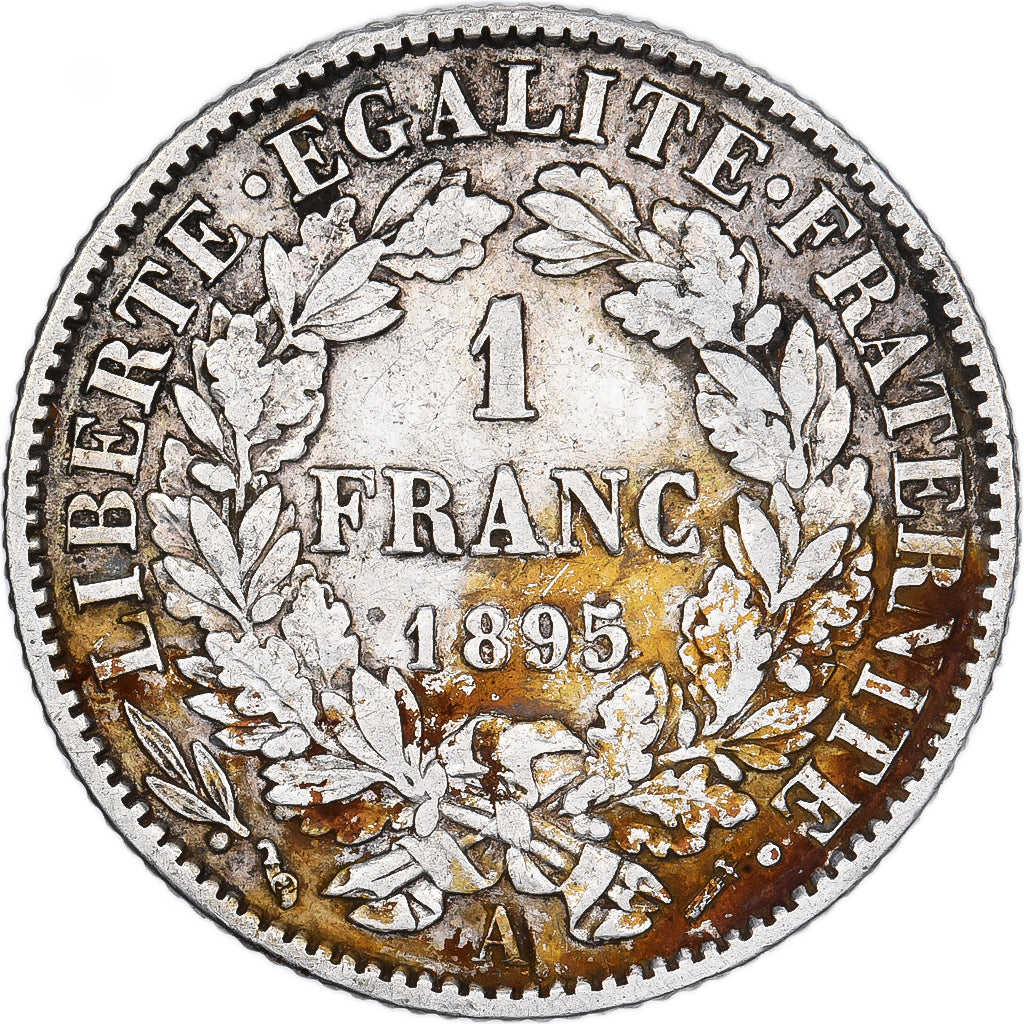 France, Cérès, Franc, 1895, Paris, VF(30-35), Silver, KM:822.1, Gadoury:465a