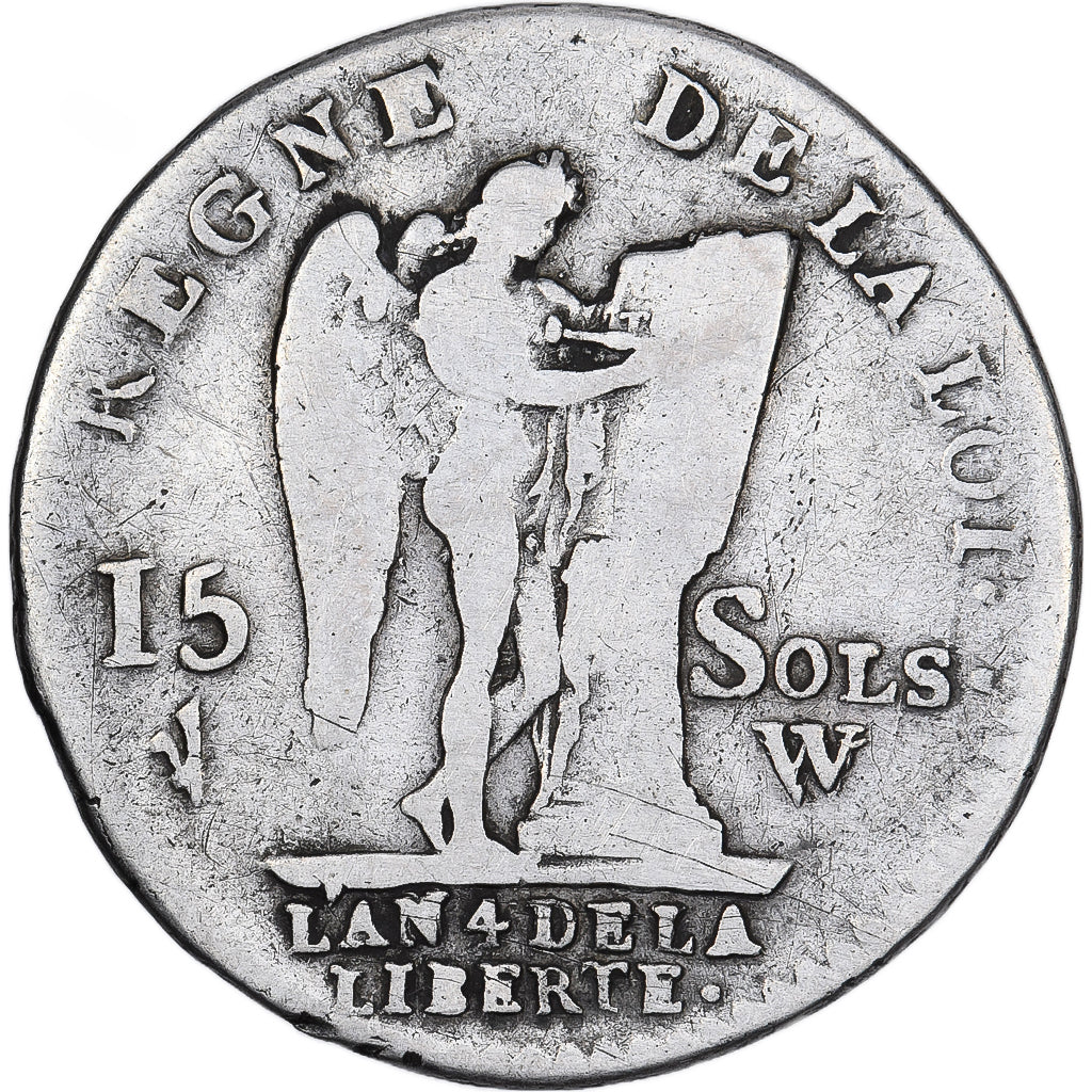 Moneta, Francja, 15 sols françois, 15 Sols, 1/8 ECU, 1792, Lille, VF(20-25)