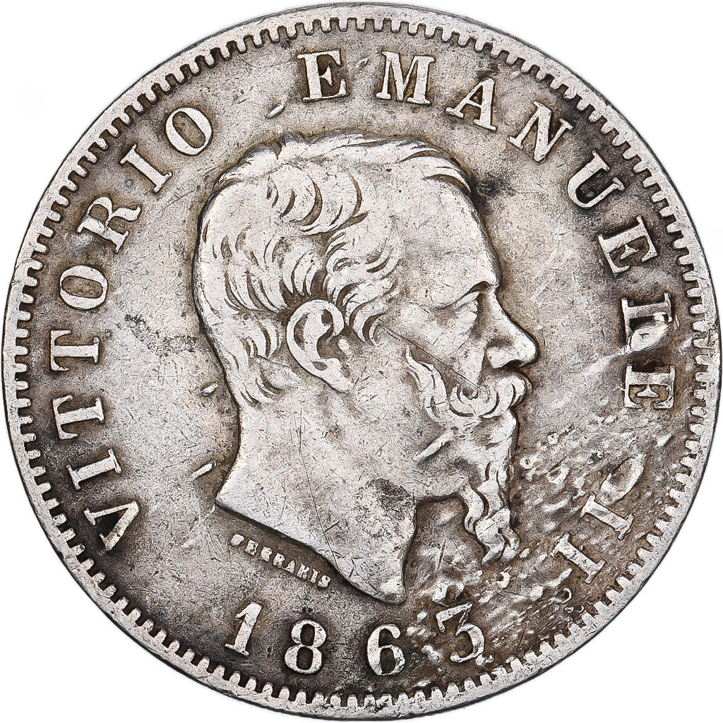 Italy, Vittorio Emanuele II, Lira, 1863, Milan, Silver, VF(20-25), KM:5a.1