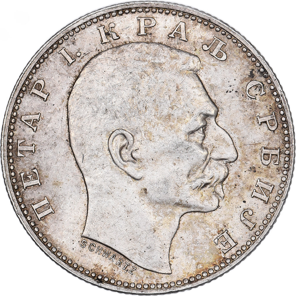 Serbia, Peter I, Dinar, 1912, Silver, AU(55-58), KM:25.1