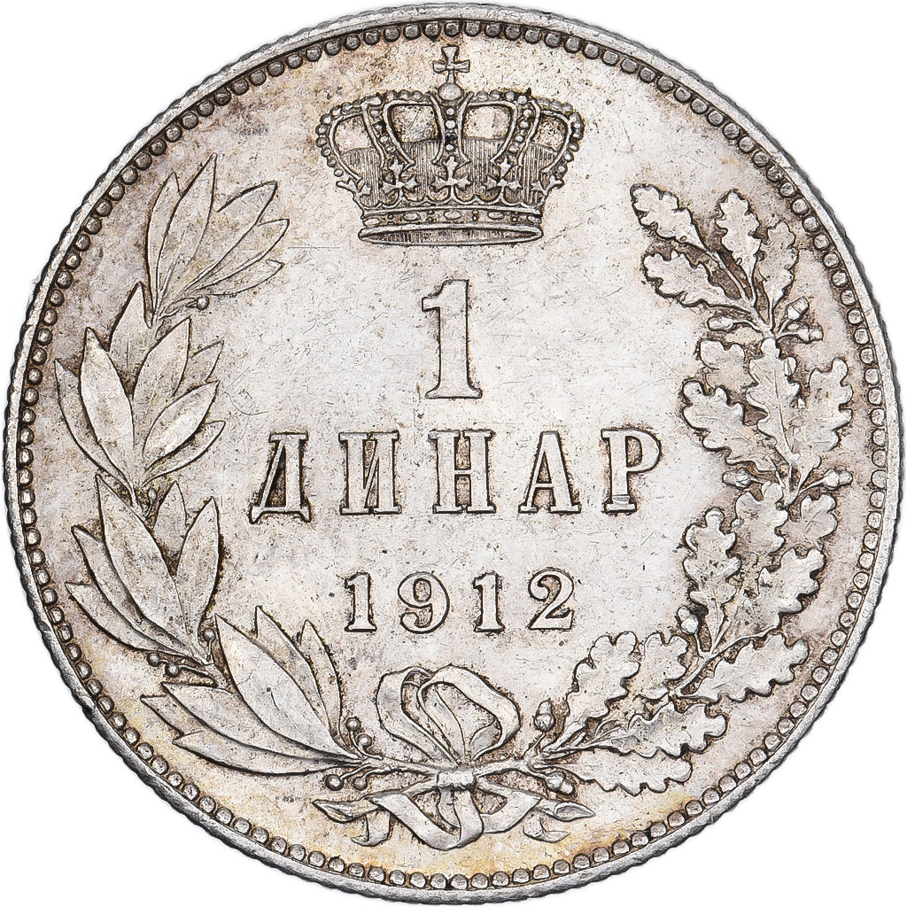 Serbia, Peter I, Dinar, 1912, Silver, AU(55-58), KM:25.1