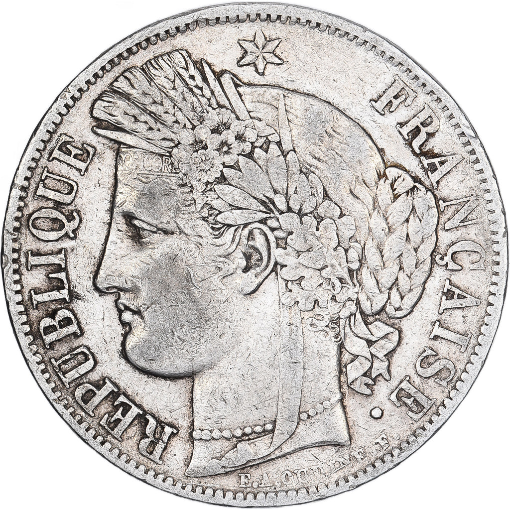 Francia, Cérès, 5 Francs, 1850, Bordeaux, MB+, Argento, KM:761.3, Gadoury:719