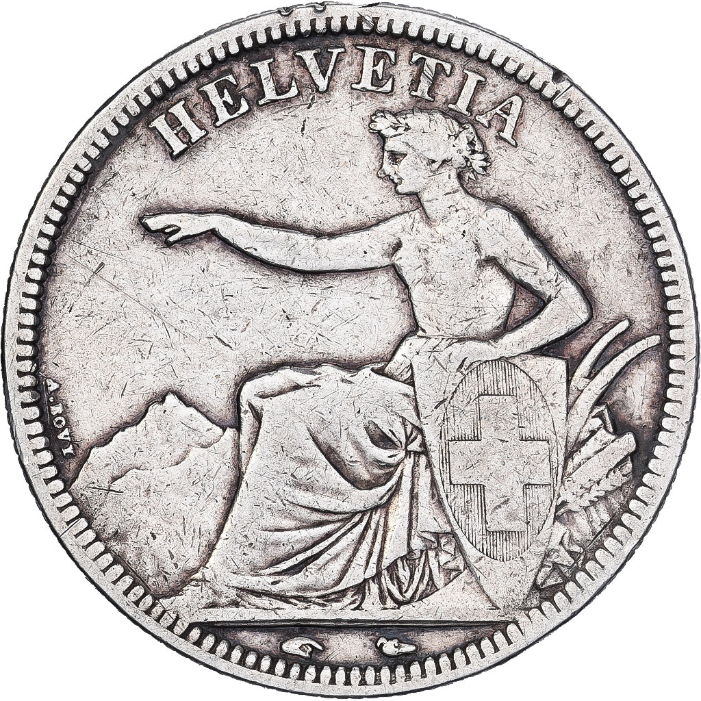 Svizzera, 5 Francs, 1851, Paris, Argento, MB+, KM:11