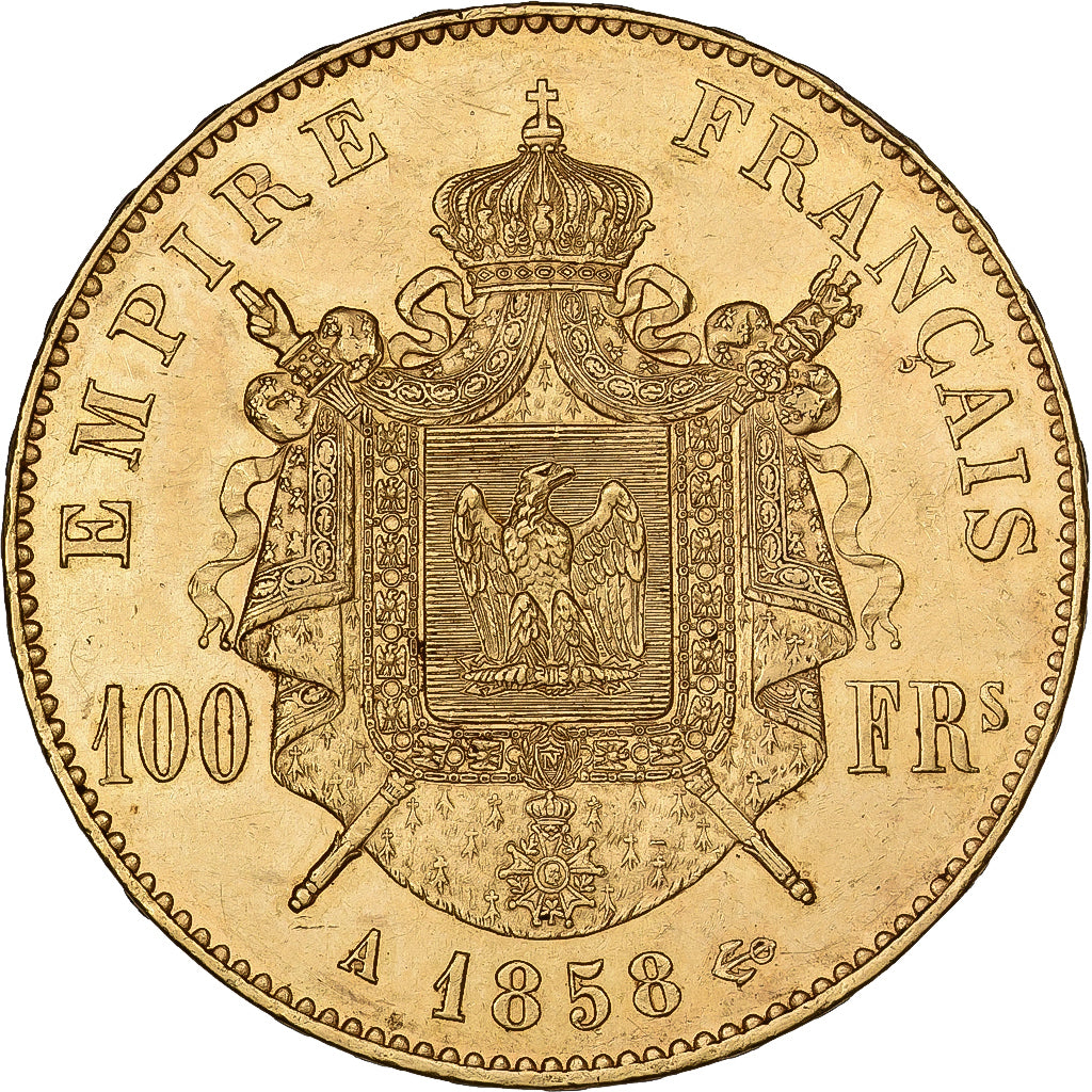France, Napoleon III, 100 Francs, Napoléon III, 1858, Paris, Gold, EF(40-45)