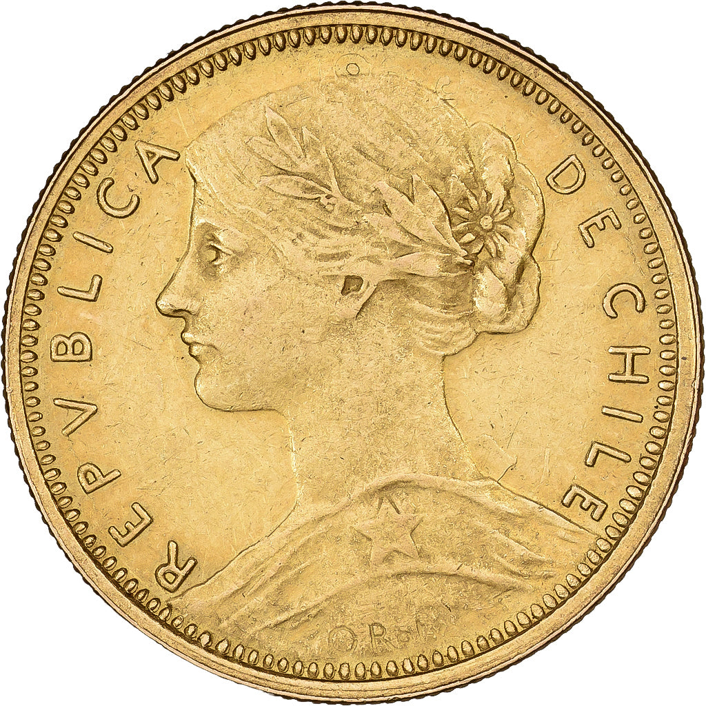 Coin, Chile, 10 Pesos, 1896, Santiago, EF(40-45), Gold, KM:157