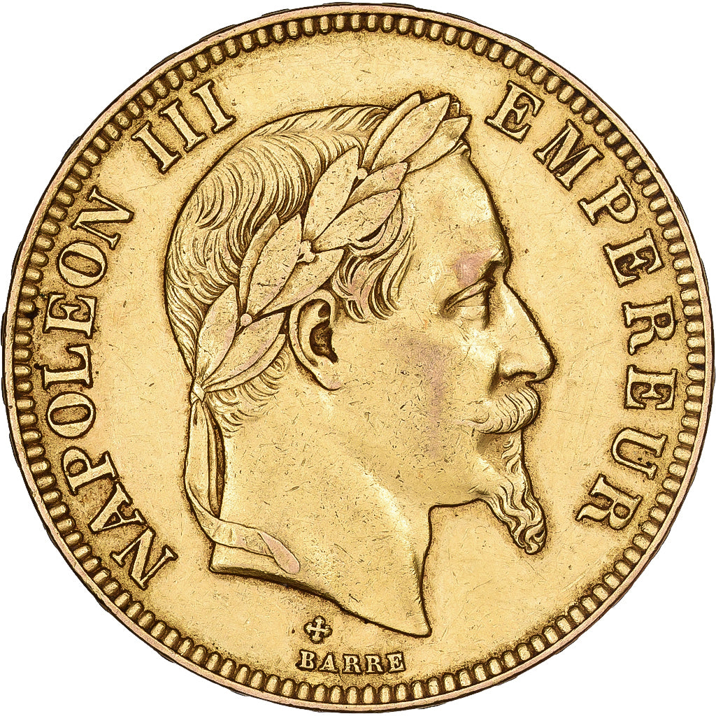 Moneta, Francia, Napoleon III, Napoléon III, 100 Francs, 1867, Strasbourg, BB