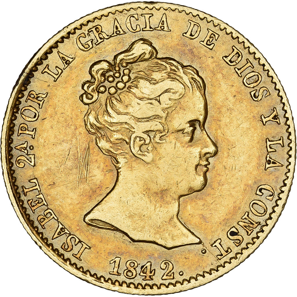 Spagna, Isabel II, 80 Reales, 1844, Barcelone, Oro, BB, KM:578.1