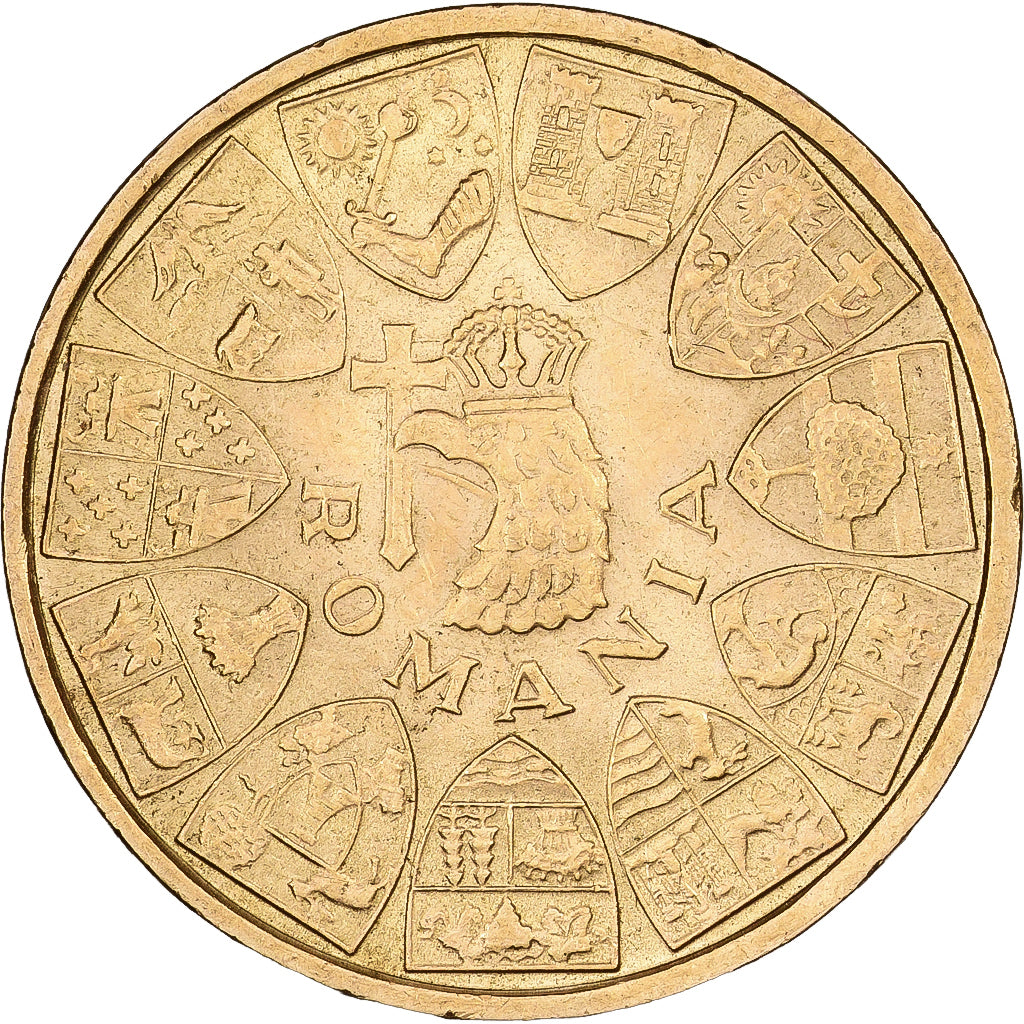 Rumanía, Mihai I, 20 Lei, 1944, EBC+, Oro, KM:M13