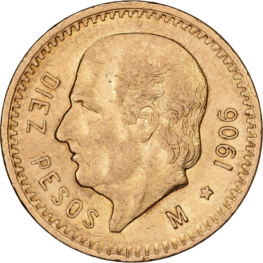 Mexique, 10 Pesos, 1907, Mexico City, Or, TTB+, KM:473