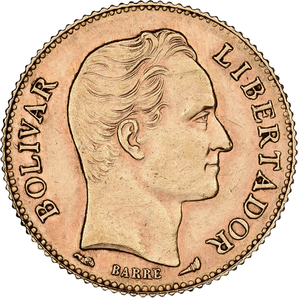 Venezuela, 20 Bolivares, 1910, Gold, KM:32