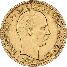 Greece, George I, 20 Drachmai, 1884, Paris, Gold, EF(40-45), KM:56