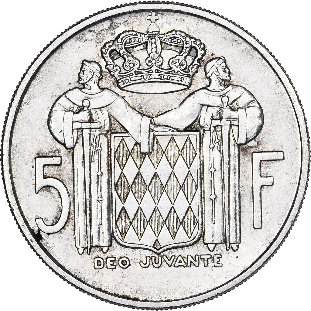 Monaco, Rainier III, 5 Francs, 1966, Paris, Srebro, AU(55-58), KM:141