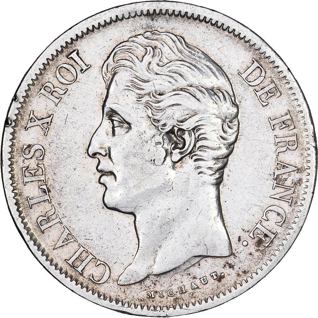 Francia, Charles X, 5 Francs, 1830, Lille, BC+, Plata, KM:728.13, Gadoury:644