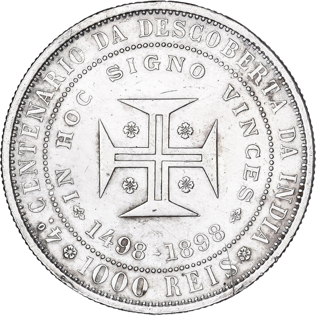 Portugal, Carlos I, 1000 Reis, Discovery of India, 1898, Lisbon, Plata, EBC