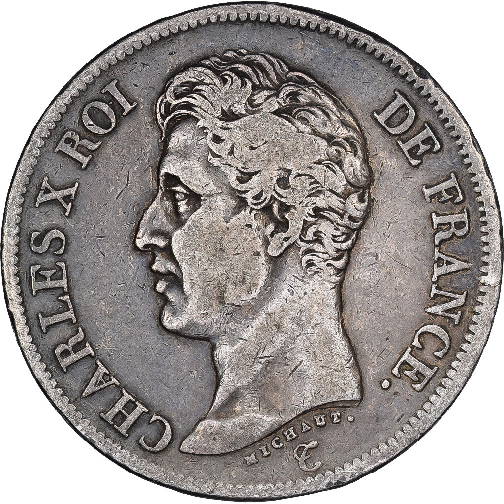 France, 5 Francs, Charles X, 1825, Lyon, Silver, VF(30-35), KM:720.4