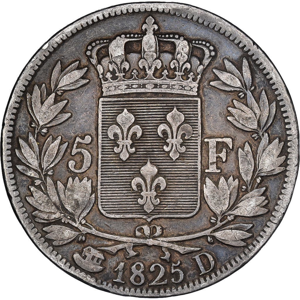 France, 5 Francs, Charles X, 1825, Lyon, Silver, VF(30-35), KM:720.4