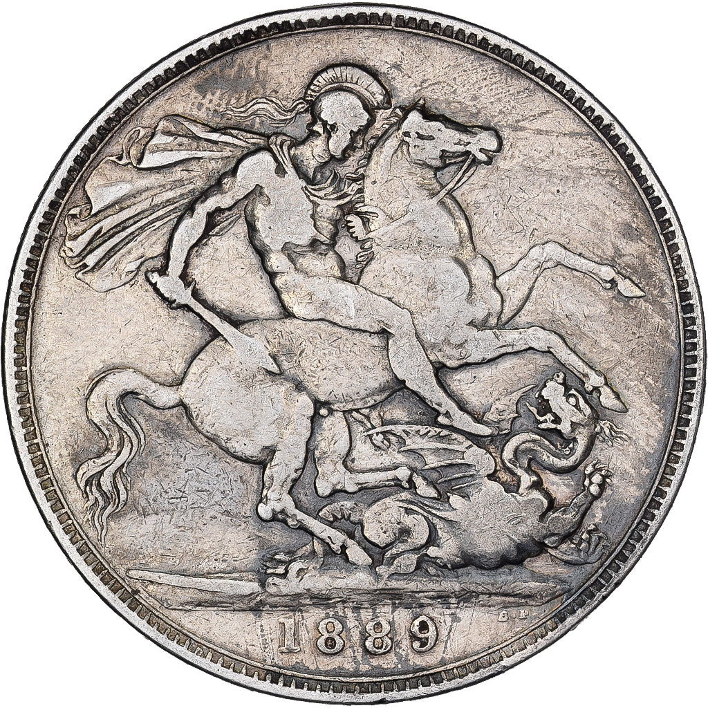 Gran Bretagna, Victoria, 1 couronne, effigie du jubilé, 1889, Argento, MB+