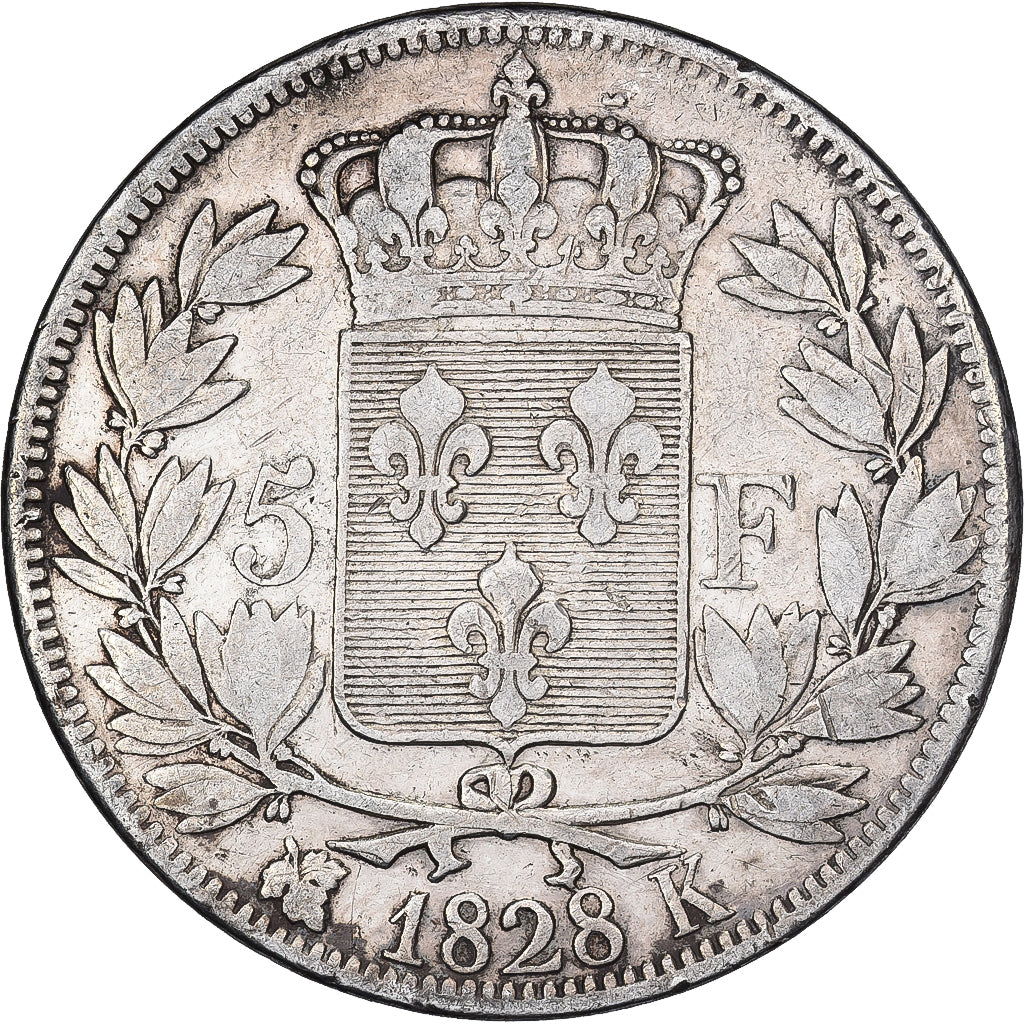 Monnaie, France, Charles X, 5 Francs, 1828, Bordeaux, TB+, Argent, Gadoury:644