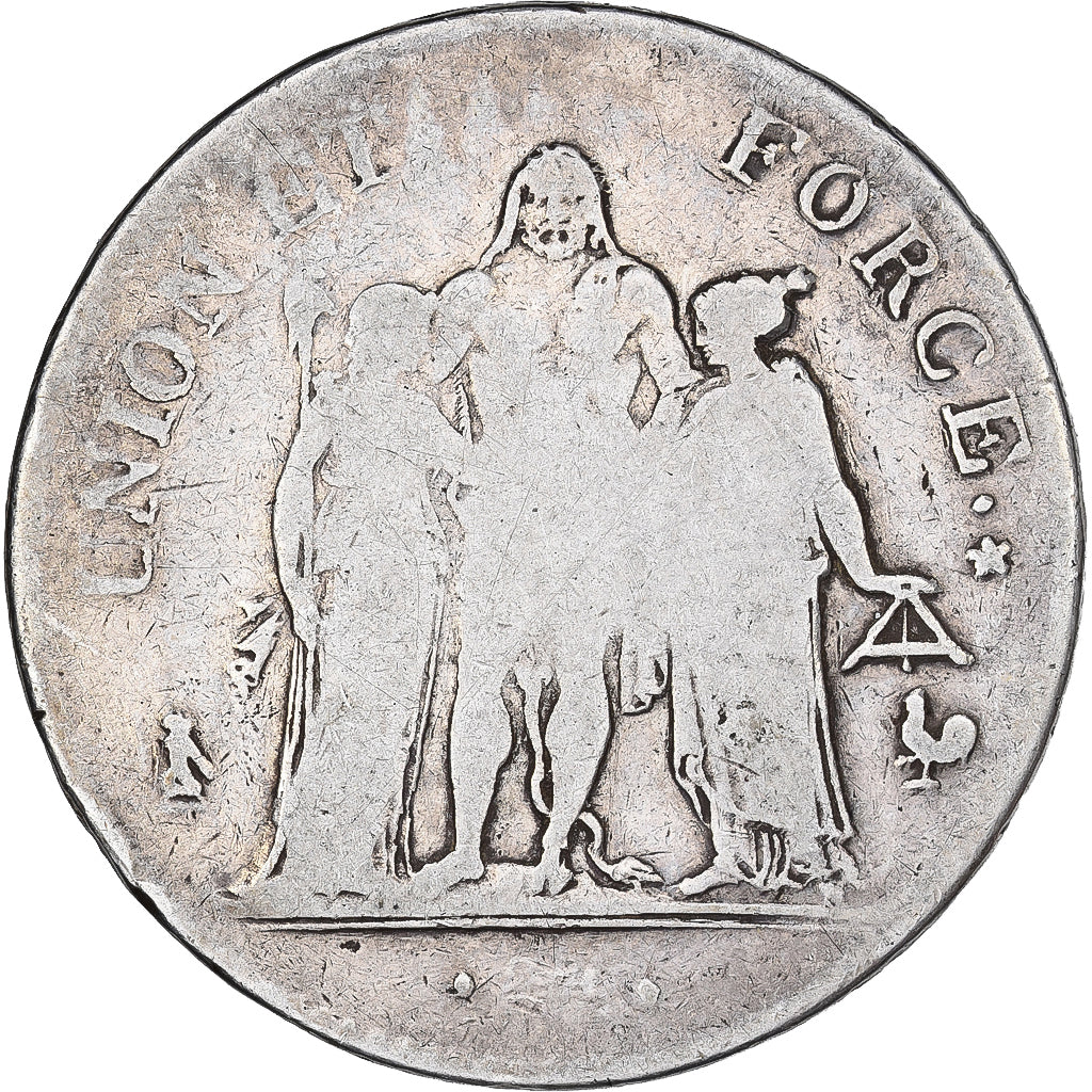 France, Union et Force, 5 Francs, AN 11, Paris, F(12-15), Silver, KM:639.1