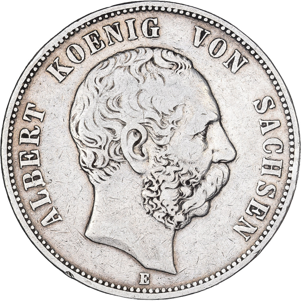 Germania, 5 Mark, 1876, Dresde, Argento, BB, KM:1237