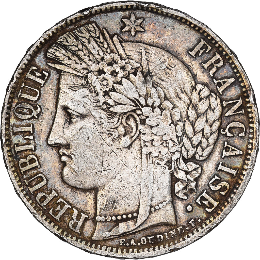 Francia, Cérès, 5 Francs, 1870, Paris, BC+, Plata, KM:818.1