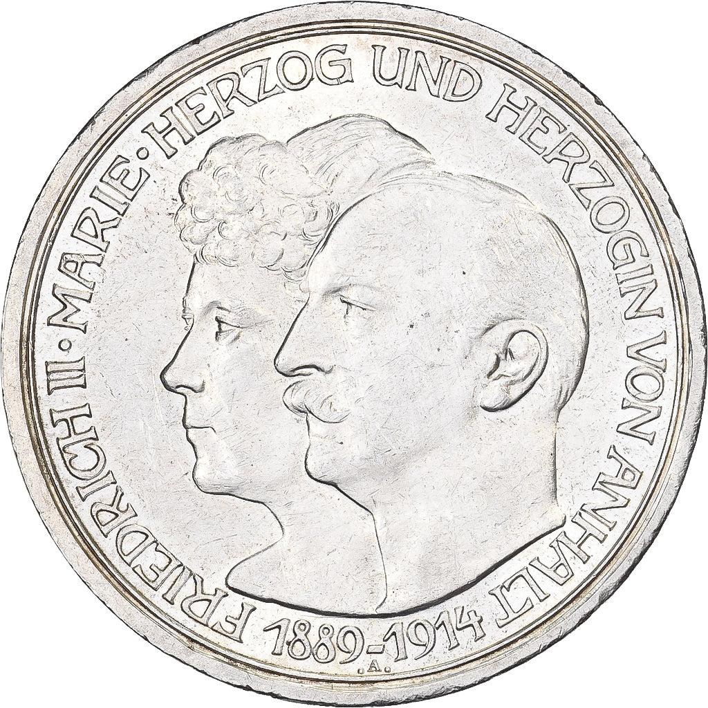 Duchy of Anhalt-Dessau, Friedrich II, 3 Mark, 1914, Berlin, Srebro, EF(40-45)