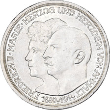 Duchy of Anhalt-Dessau, Friedrich II, 3 Mark, 1914, Berlin, Silver, EF(40-45)