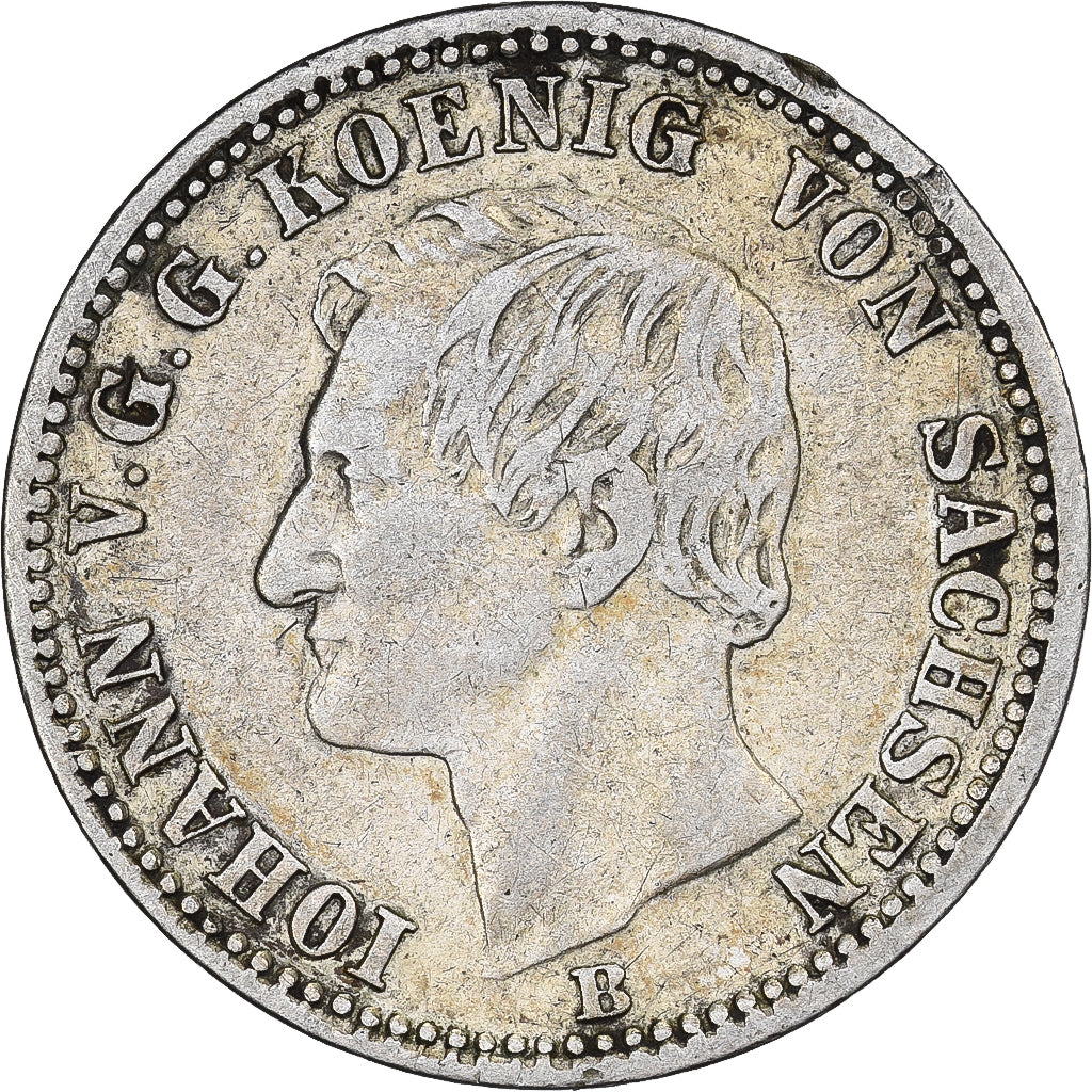 Alemanha, 1/6 Thaler, 1865, Dresde, Prata, AU(50-53)