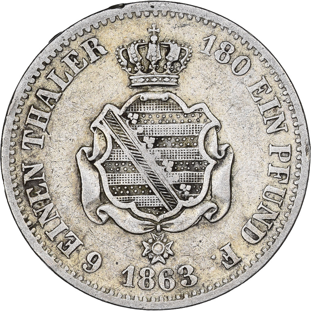 Alemanha, 1/6 Thaler, 1865, Dresde, Prata, AU(50-53)