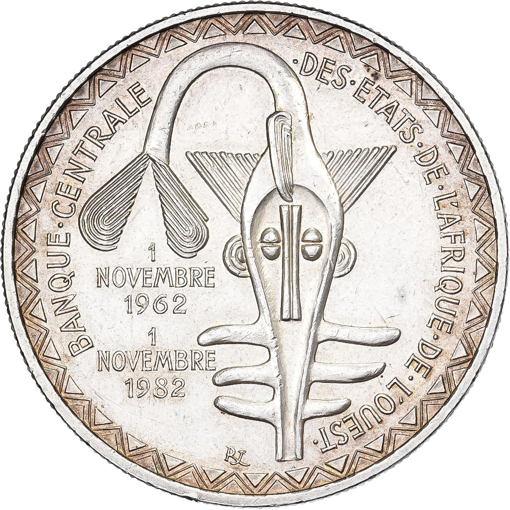 West African States, 5000 Francs, 1982, Silver, MS(60-62), KM:11